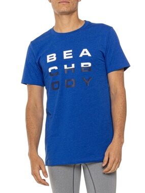Beachbody Active Essentials Split GFX Men’s Short Sleeve T-Shirt in Cobalt Blue